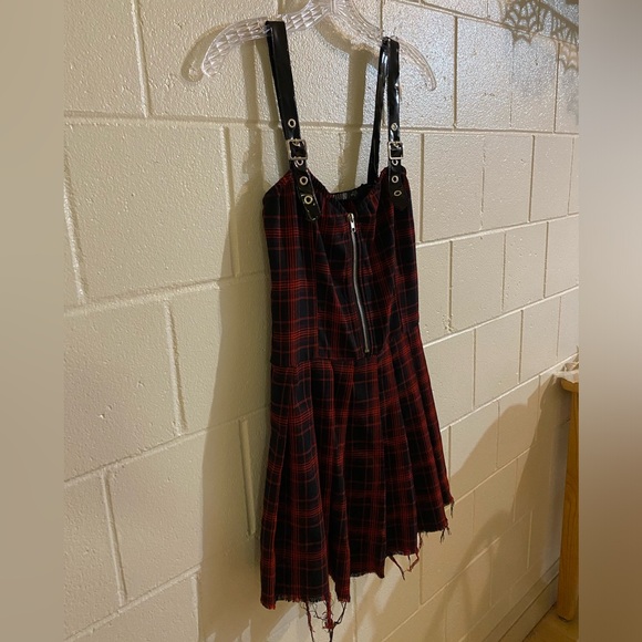 Dolls Kill Current Mood Born to Burn goth punk pleated plaid dress - Picture 4 of 8